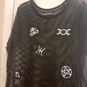 Black Craft Hot Topic Fishnet Shirt (Size 2)